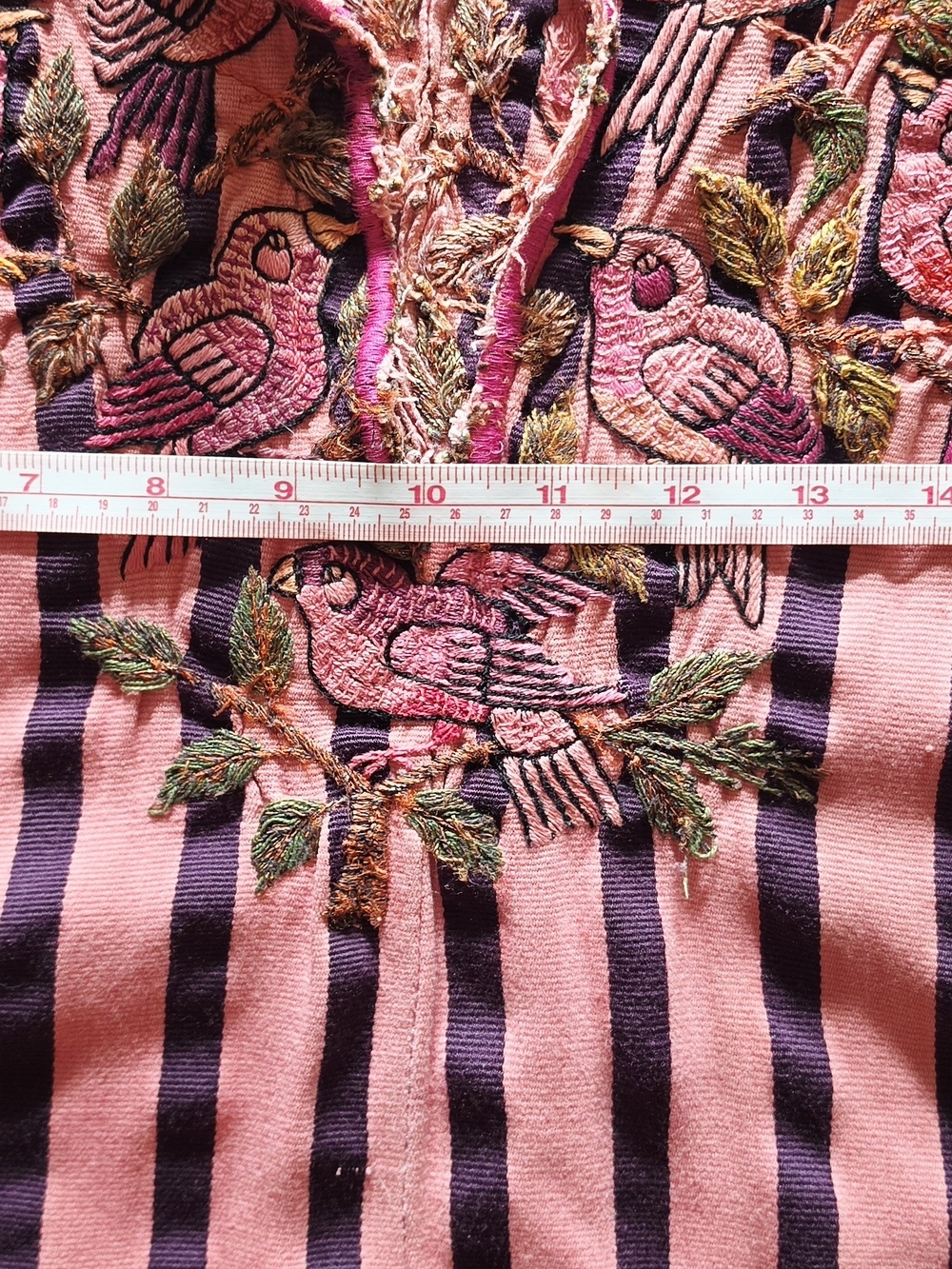 Arloom Vintage Huipil Top Pink With Purple Stripes - Picture 6 of 12